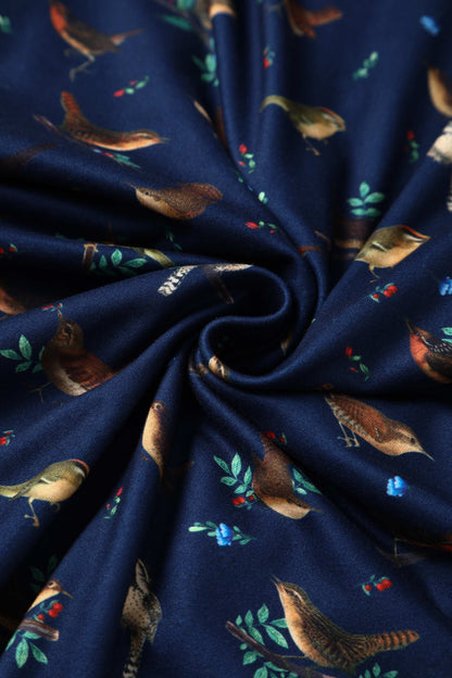 Brenda Navy Blue Bird Print Dress