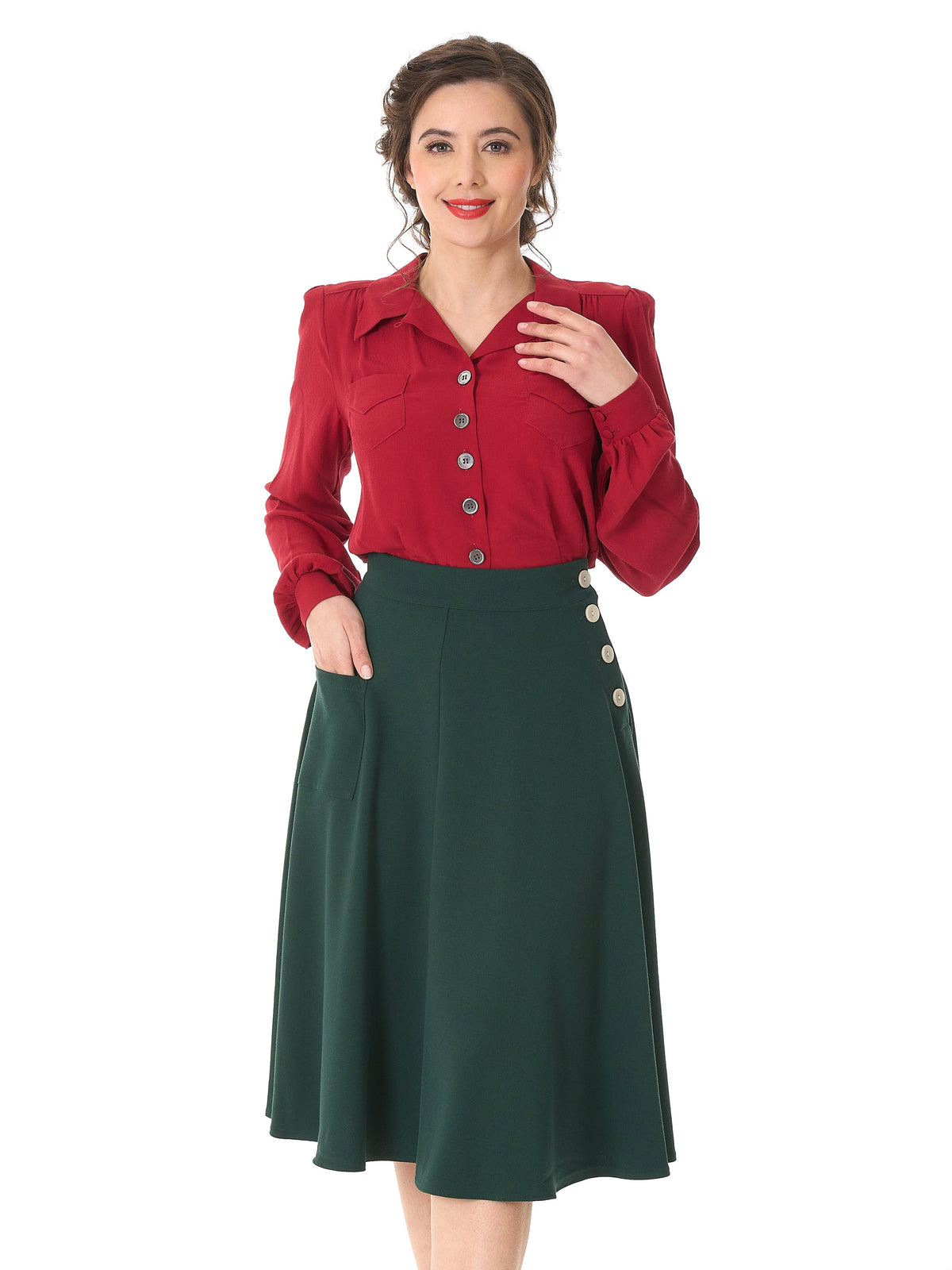 1940s Whirlaway Skirt - Racing Green