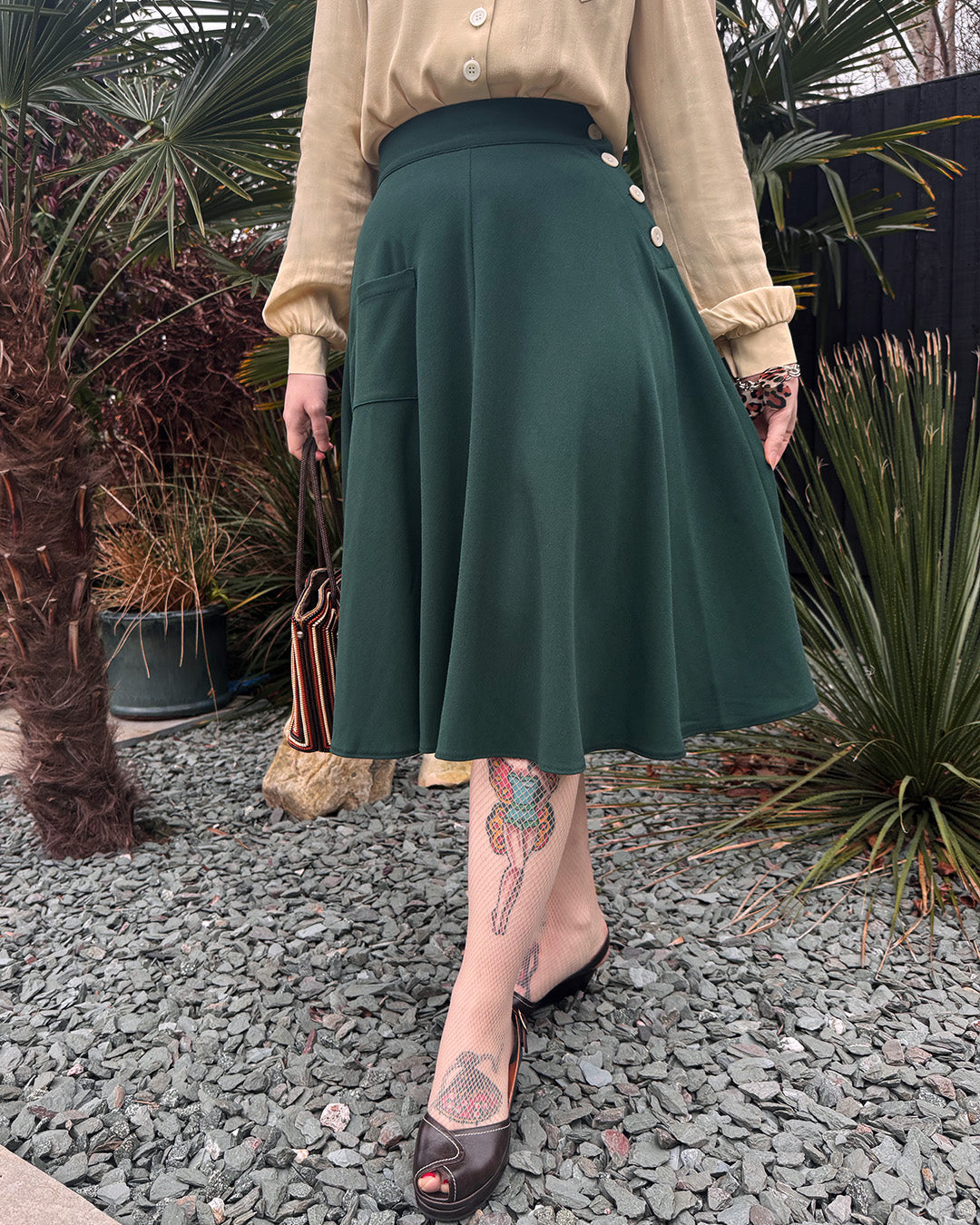 1940s Whirlaway Skirt - Racing Green