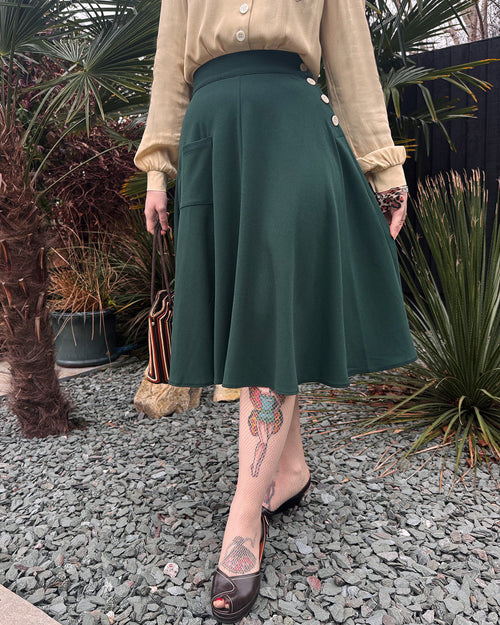 1940s Whirlaway Skirt - Racing Green