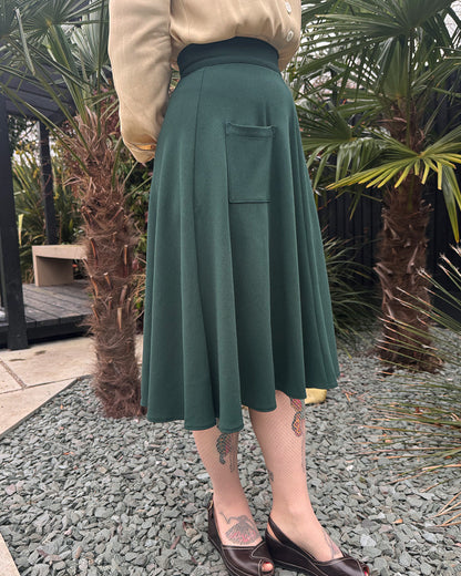 1940s Whirlaway Skirt - Racing Green
