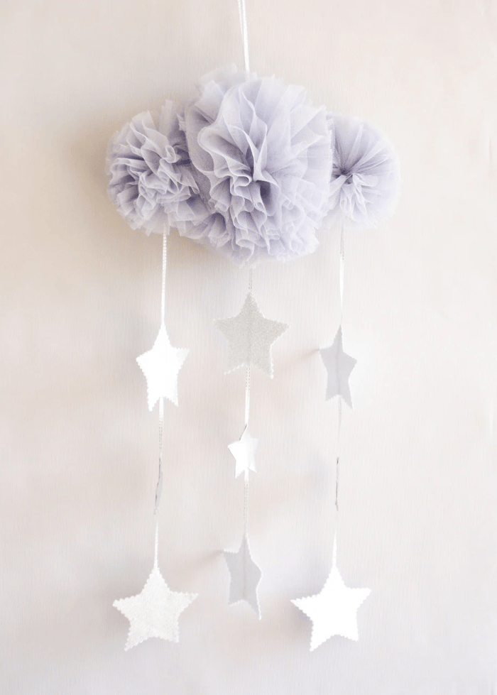 Alimrose Tulle Cloud Mobile -  Mist & Silver