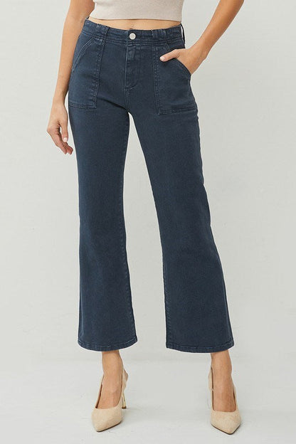 Amaris High Rise Patch Pocket Ankle Flare Pants