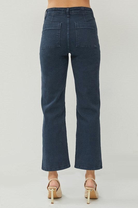 Amaris High Rise Patch Pocket Ankle Flare Pants