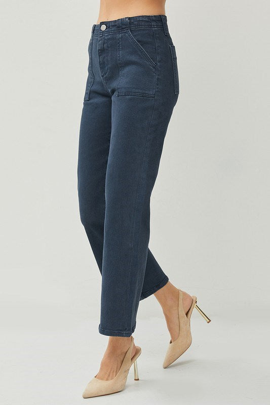 Amaris High Rise Patch Pocket Ankle Flare Pants