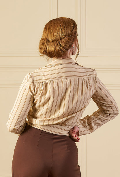 1930s Amelia Blouse - Oakline Stripe