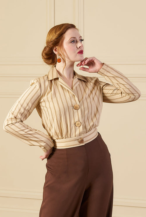 1930s Amelia Blouse - Oakline Stripe