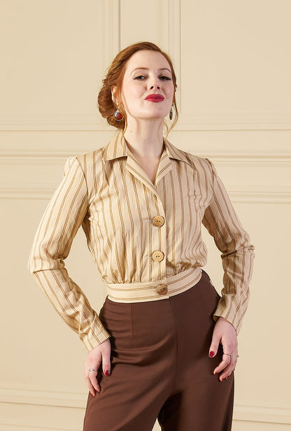 1930s Amelia Blouse - Oakline Stripe