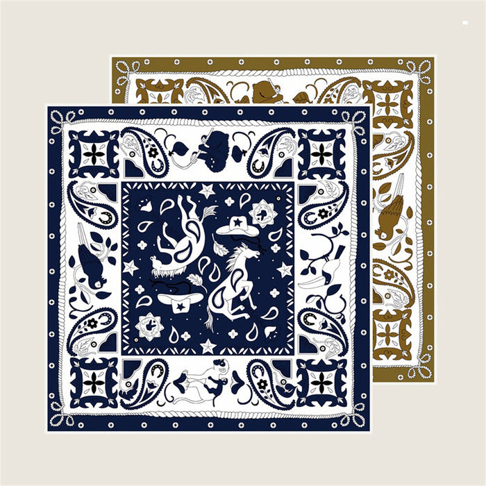 Animals Navy Double Print Scarf / 90cm