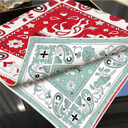 Animals Red Double Print Scarf / 90cm