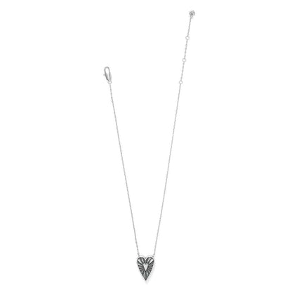 Brighton heart pendant necklace with silver-tone chain, lobster clasp, and radiant heart detail on a white background