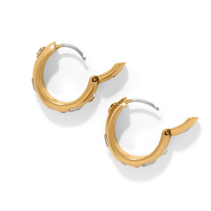 Brighton hoop earrings with gold-plated finish and crystal accents shown open on a white background