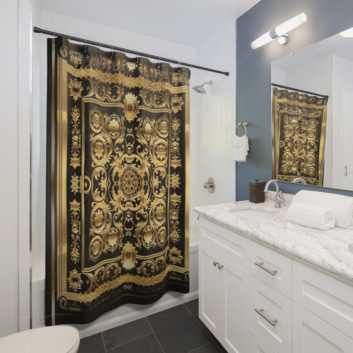 Baroque Elegance Shower Curtain Decorative Gold Curtain For Bathroom | D20191
