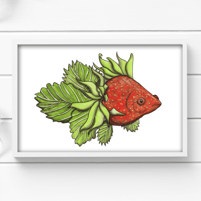 PinkPolish Design Art Prints "Berryfish"  Watercolor Painting: Art Print