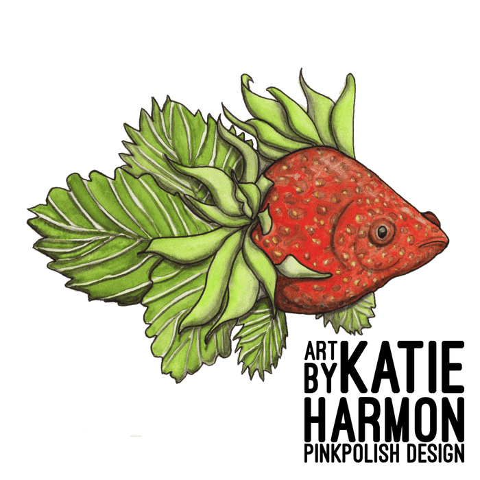 PinkPolish Design Art Prints "Berryfish"  Watercolor Painting: Art Print