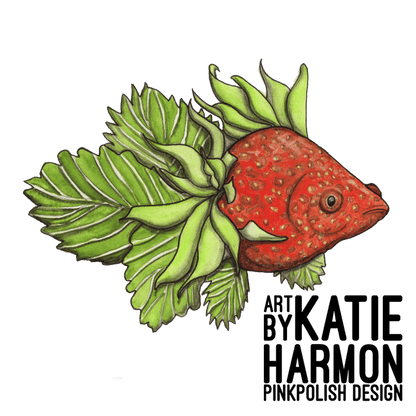 PinkPolish Design Art Prints "Berryfish"  Watercolor Painting: Art Print