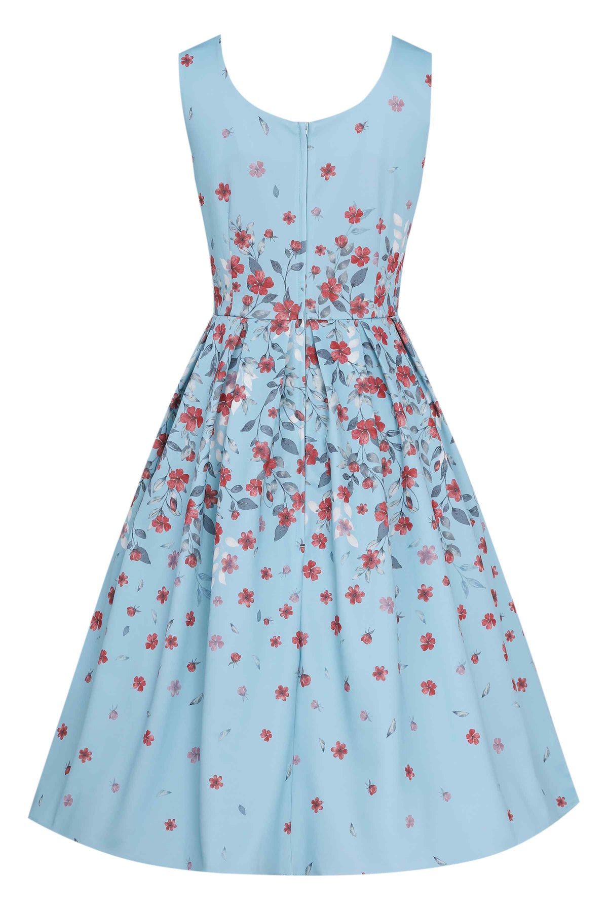 Amanda Blue Falling Flower Swing Dress