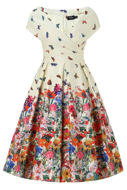 Beverly Butterfly Garden Off Shoulder Dress