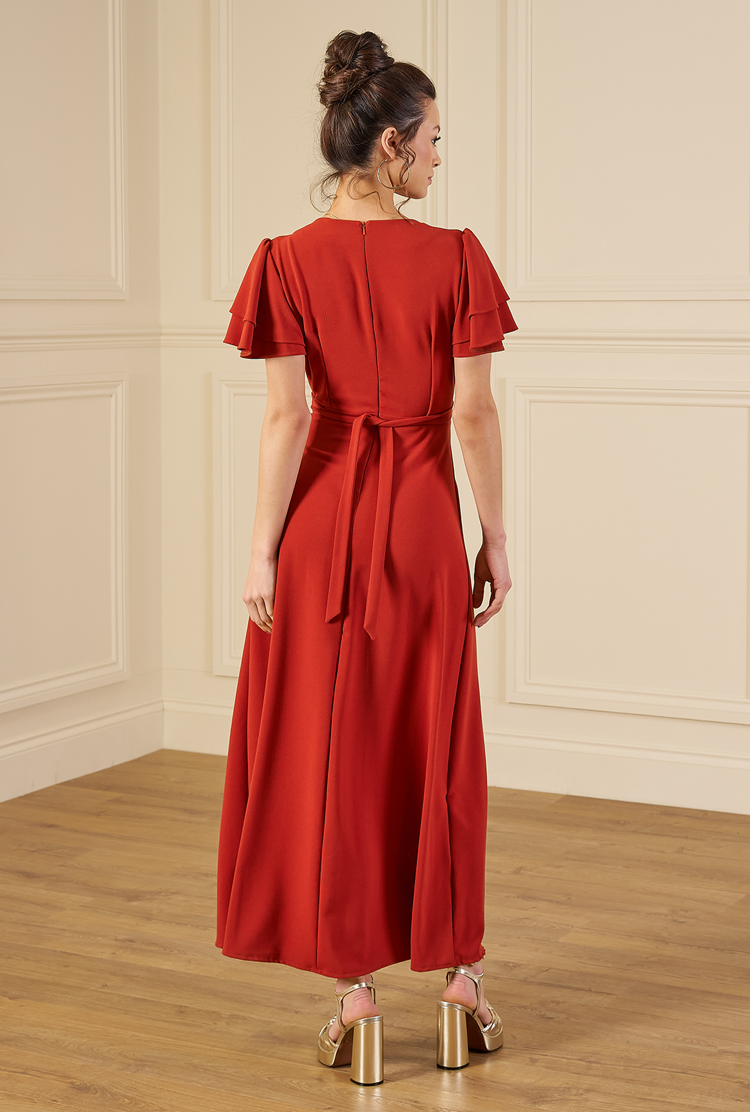 1970s Carrie Midi Dress - Rust