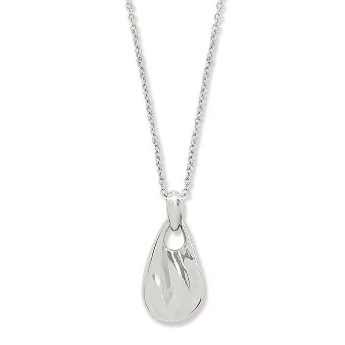 Brighton pendant necklace with silver-plated teardrop drop and delicate cable chain on a white background