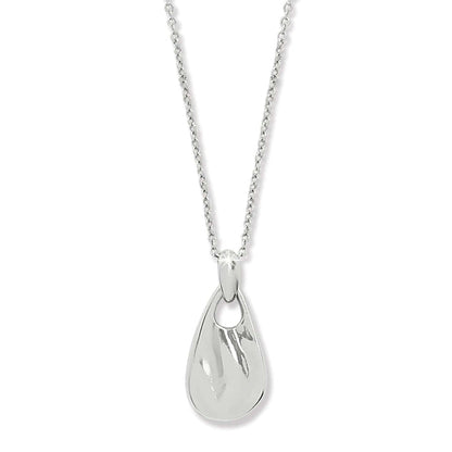 Brighton pendant necklace with silver-plated teardrop drop and delicate cable chain on a white background