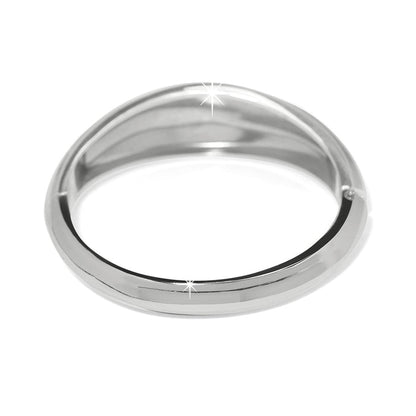 Brighton bangle bracelet with smooth domed silver-plated finish and hinged opening on a white background