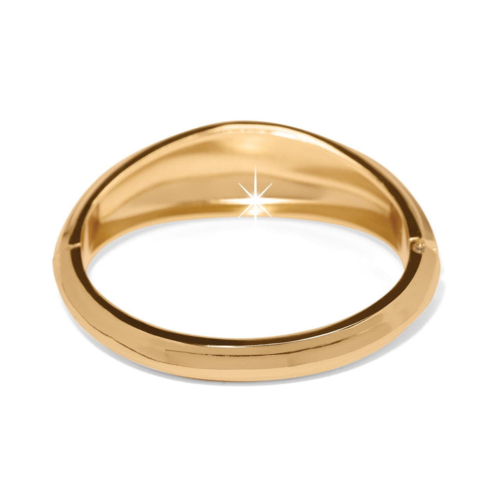 Brighton bangle bracelet with smooth domed gold-plated finish and hinged opening on a white background