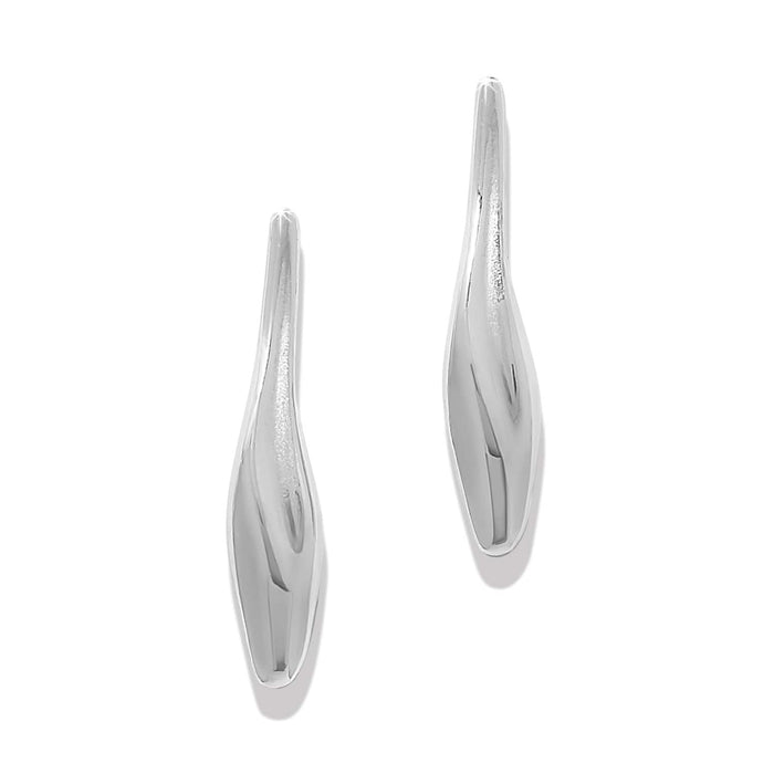 Brighton drop earrings with elongated tapered silver-plated design and smooth polished finish on a white background