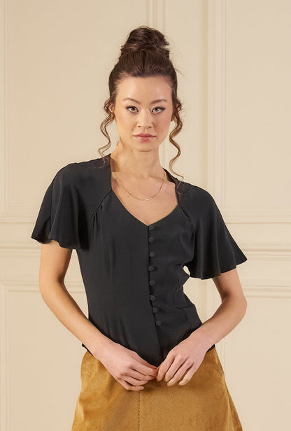 1930s / 70s Cherish Blouse - Black