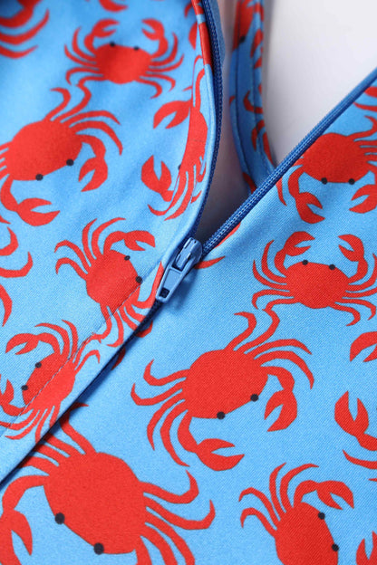 Billie Blue Crab Print Sleeved Dress