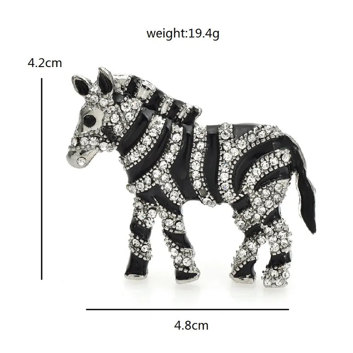 Crystal Zebra Brooch