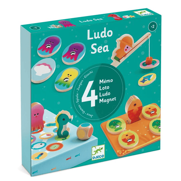 DJECO Ludo Sea 4-in-1 Wooden Game