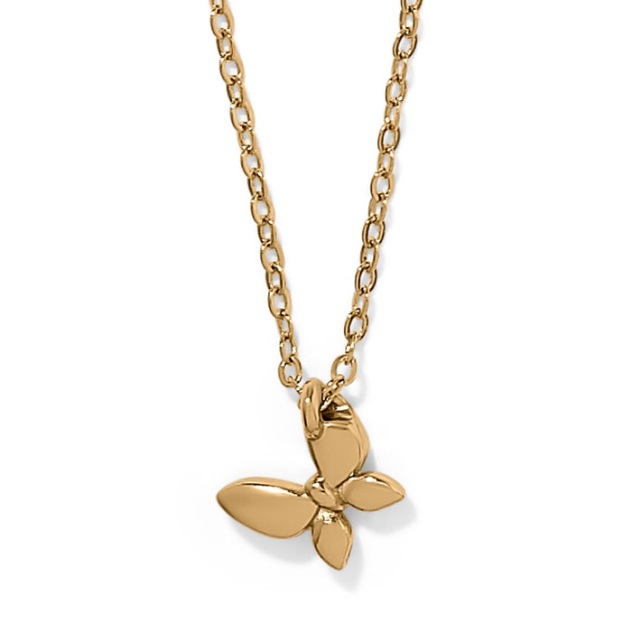 Brighton butterfly pendant necklace with gold-plated finish and delicate cable chain on a white background