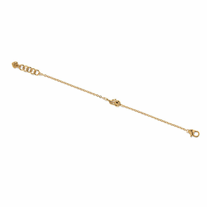 Brighton bracelet with delicate gold-plated chain, small floral accent, lobster clasp, and adjustable extender on a white background