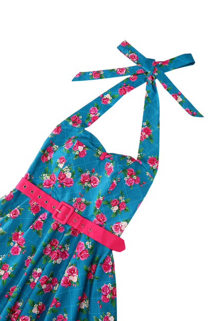 Daisy Fifties Style Rose Halter Dress