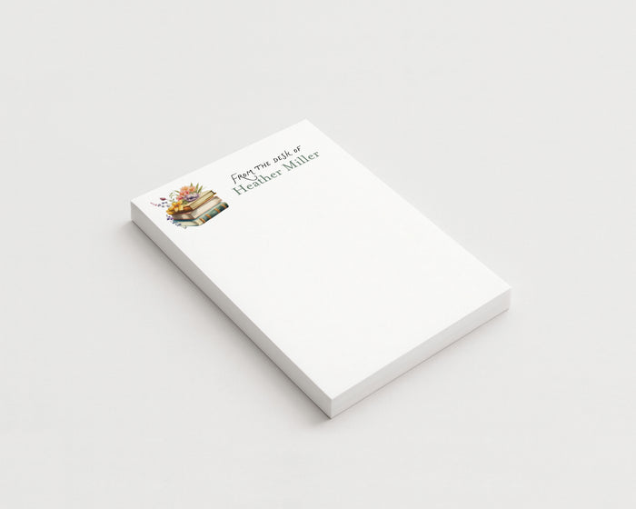 Flowers and Books Personalized Blank Notepad
