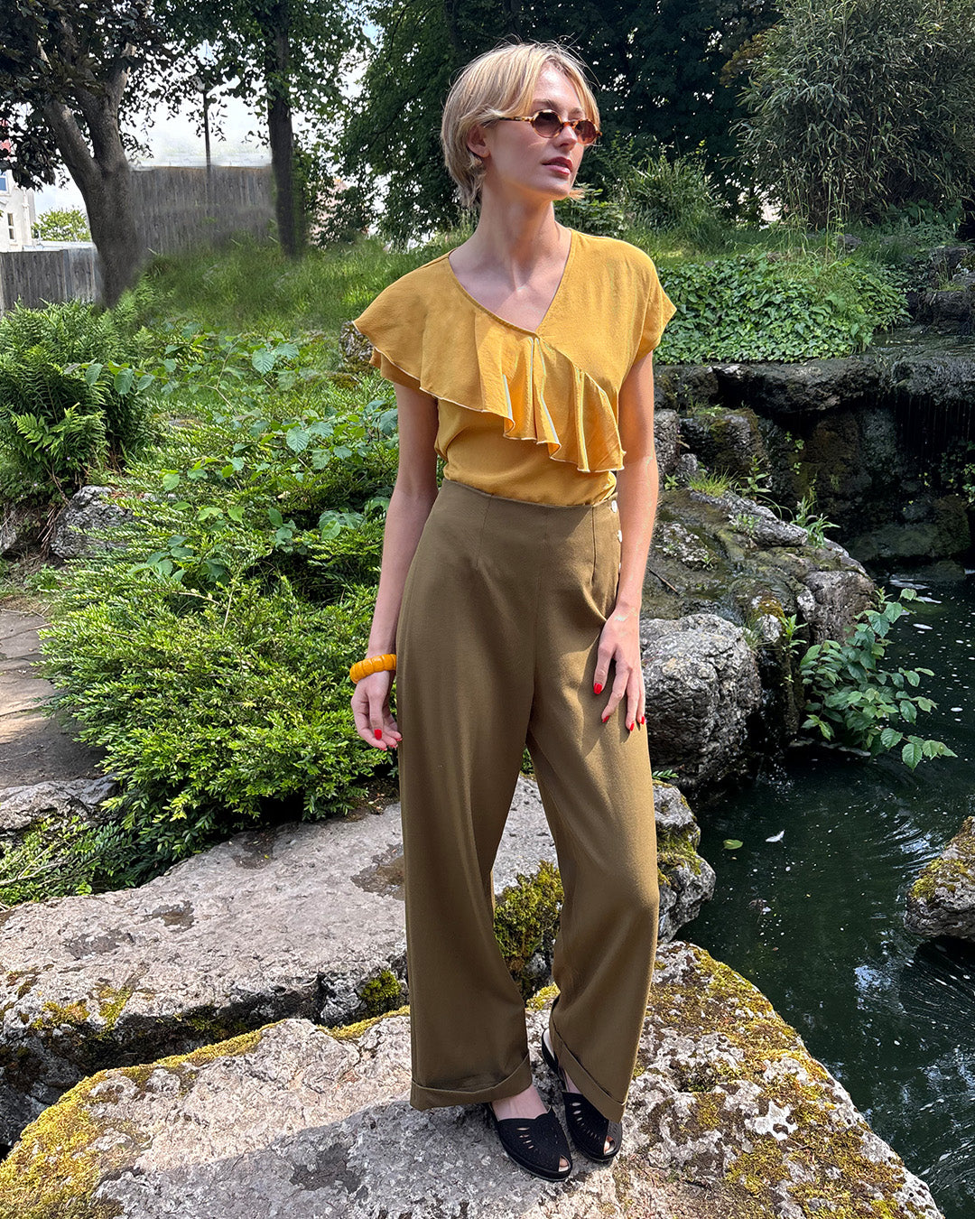 1930s Belle Blouse - Mustard