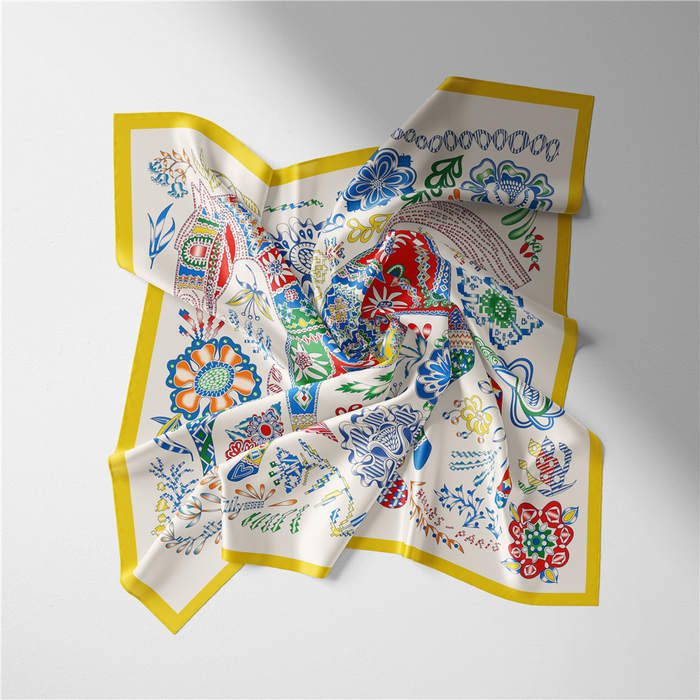 Genoa Yellow Silk Scarf Small / 53cm