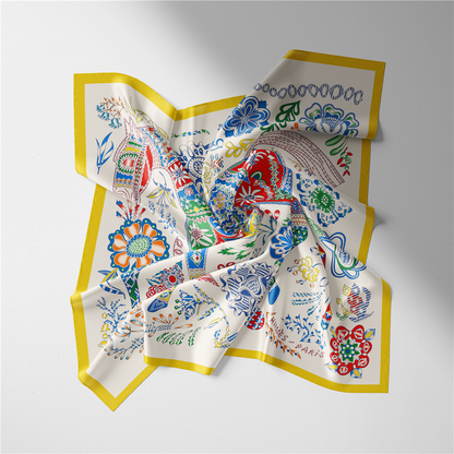 Genoa Yellow Silk Scarf Small / 53cm