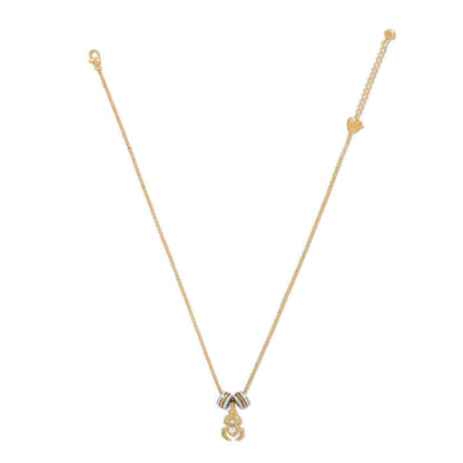 Brighton gold-plated pendant necklace with crystal spider charm and enamel accent rings on a white background