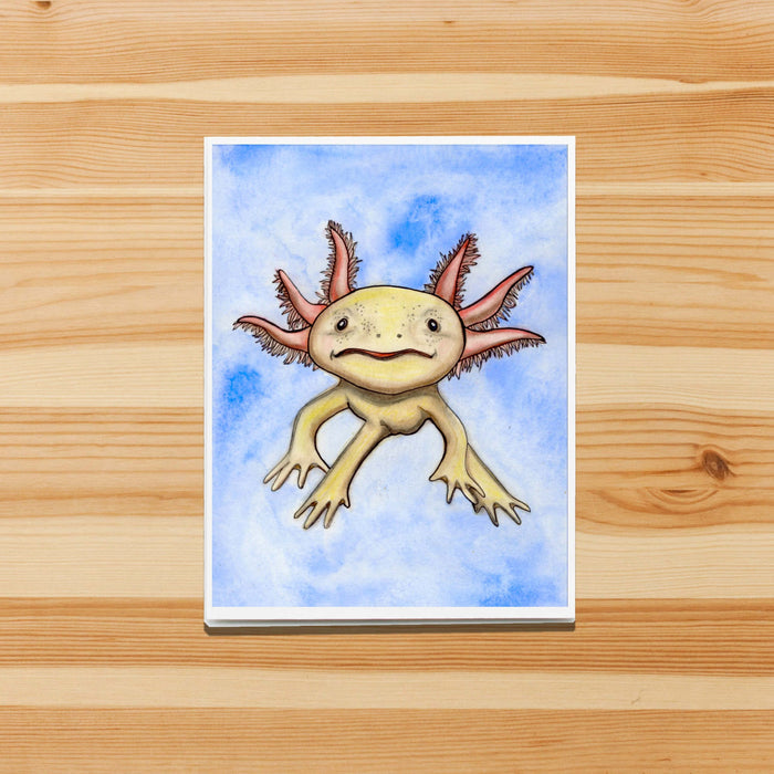 PinkPolish Design Note Cards "Axolotl Cutie" Handmade Notecard