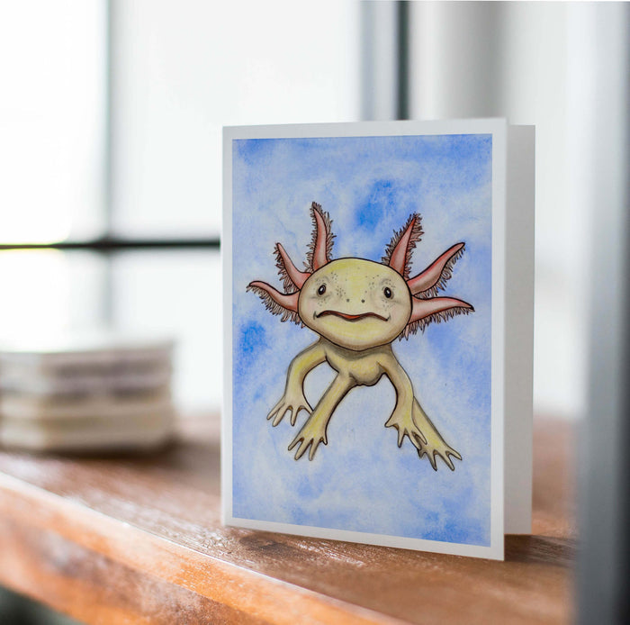 PinkPolish Design Note Cards "Axolotl Cutie" Handmade Notecard