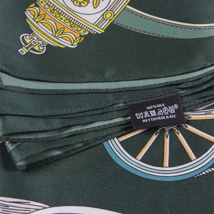 Horse Carriage Green Silk Scarf / 90cm