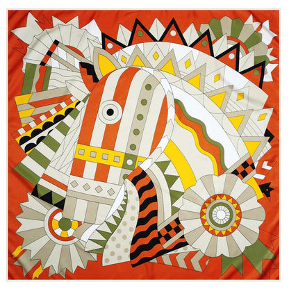 Horse Head Silk Scarf / 90cm