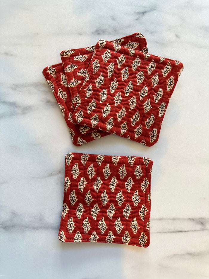 4" square / burnt orange/white flower