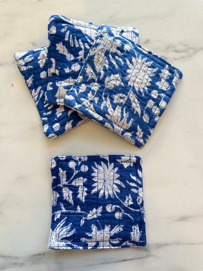 4" square / blue/white floral