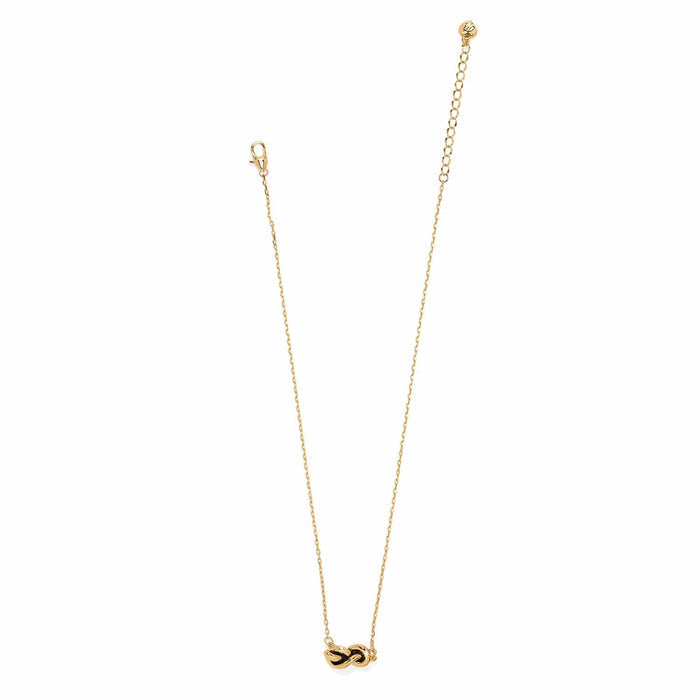 Brighton gold-plated chain necklace with small knot pendant and lobster clasp closure on a white background