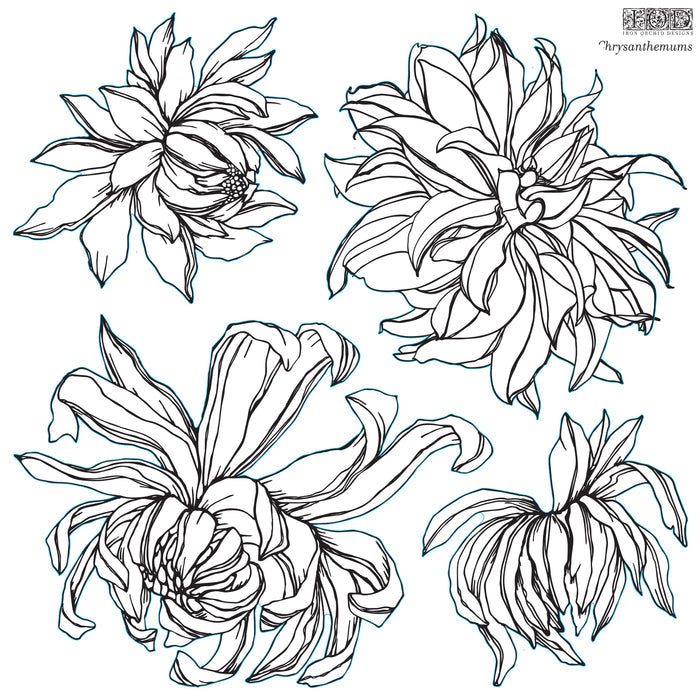 IOD Decor Stamp Chrysanthemums 12x12" by Iron Orchid Designs SALE!
