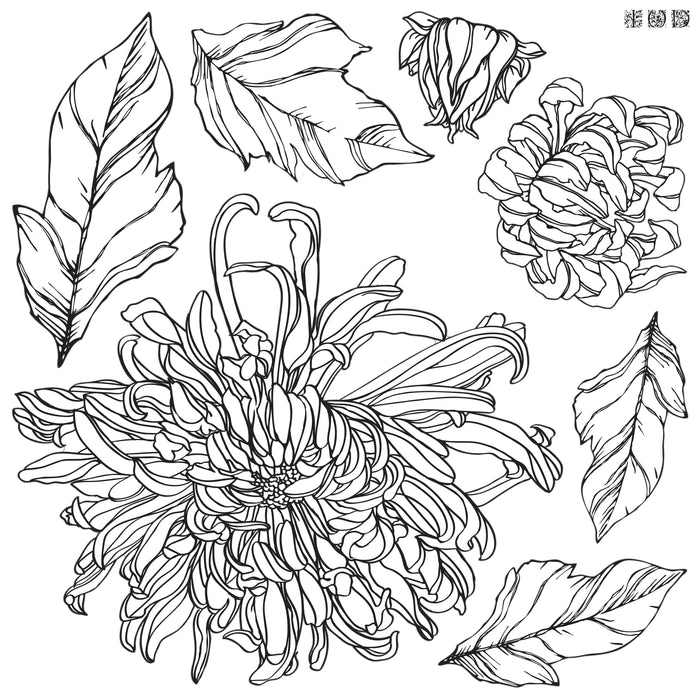 IOD Decor Stamp Chrysanthemums 12x12" by Iron Orchid Designs SALE!