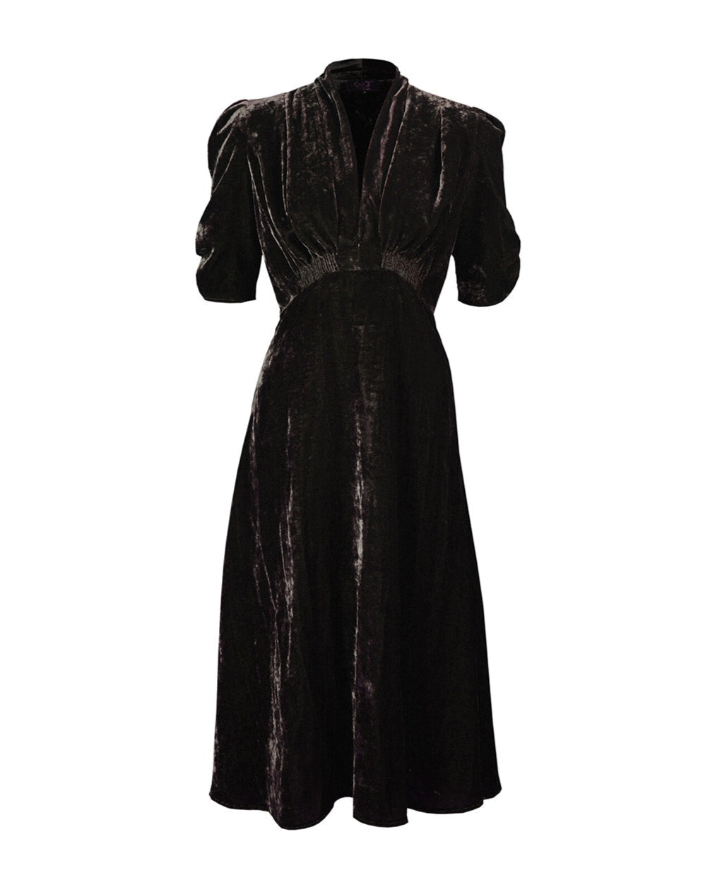 1930s Ivy Velvet Dress - Liquorice